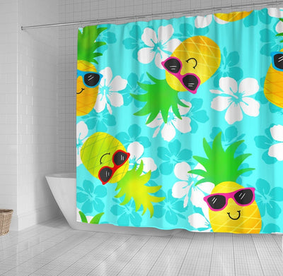 BigProStore Hawaii Bath Curtain Funny Summer Tropical Pineapples Shower Curtain Bathroom Curtains Hawaii Shower Curtain