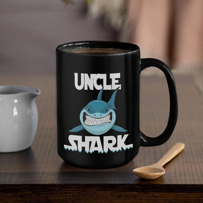 BigProStore Funny Uncle Shark Coffee Mug Mens Custom Father's Day Mother's Day Gift Idea BPS143 Black / 15oz Coffee Mug
