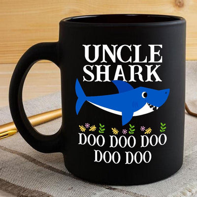 BigProStore Funny Uncle Shark Doo Doo Doo Coffee Mug Mens Custom Father's Day Mother's Day Gift Idea BPS679 Black / 11oz Coffee Mug