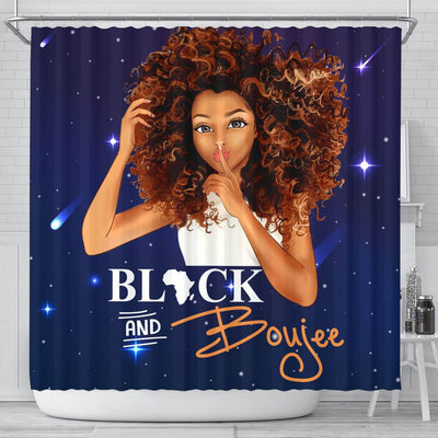 Galaxy Black And Boujee Shower Curtain Afro Girl Bathroom Accessories