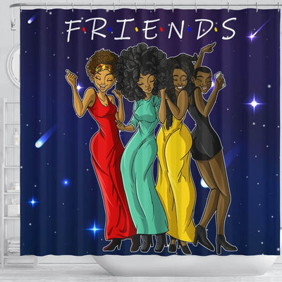 Galaxy Melanin Bestie Friends Shower Curtain Afro Girl Bathroom Accessories