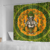 BigProStore Elephant Art Shower Curtain Ganesha In Marigold Flowers And Gold Decoration Home Bath Decor Shower Curtain