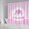 BigProStore Shower Curtains Elephant Girly Pink Plaid With Cute Elephant Custom Name Home Bath Decor Shower Curtain