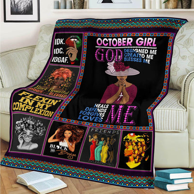 BigProStore October Girl God Designed Created Blesses Me Blanket YOUTH-S (43"x55" / 110x140cm) Blanket