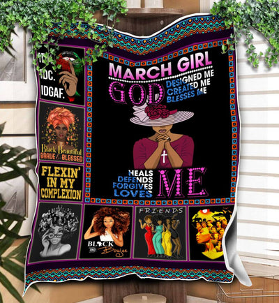 BigProStore March Girl God Designed Created Blesses Me Blanket Blanket