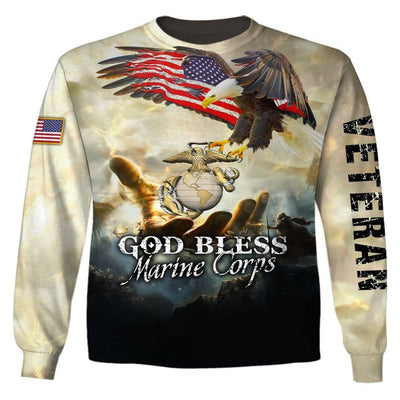 BigProStore Us Marine Corps Clothing God Bless Usmc Veteran Usa Army Hoodie - Sweatshirt - Tshirt - Zip Hoodie
