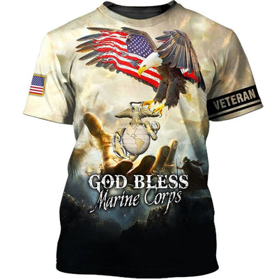BigProStore Us Marine Corps Clothing God Bless Usmc Veteran Usa Army Hoodie - Sweatshirt - Tshirt - Zip Hoodie