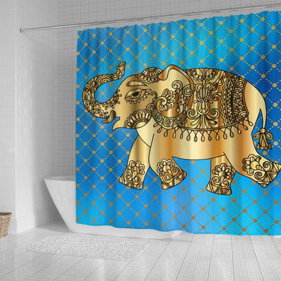 BigProStore Elephant Shower Curtain Golden Elephant Bathroom Decor Shower Curtain
