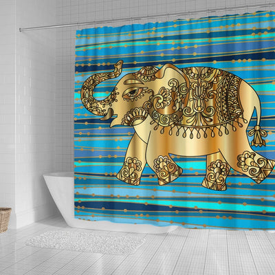 BigProStore Elephant Bathroom Sets Golden Elephant Home Bath Decor Shower Curtain