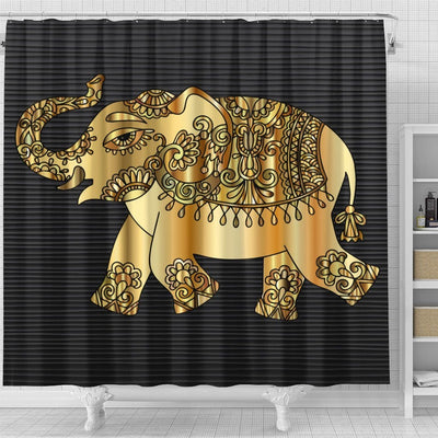 BigProStore Elephant Bathroom Sets Golden Elephant Bathroom Decor Ideas Shower Curtain / Small (165x180cm | 65x72in) Shower Curtain