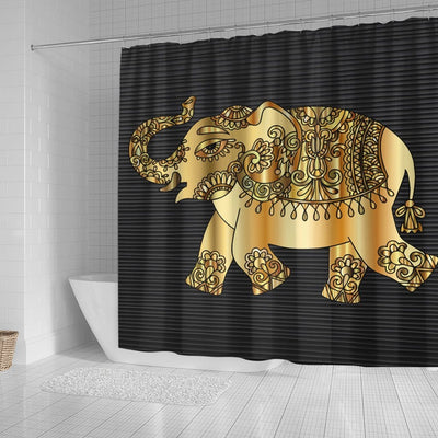 BigProStore Elephant Bathroom Sets Golden Elephant Bathroom Decor Ideas Shower Curtain