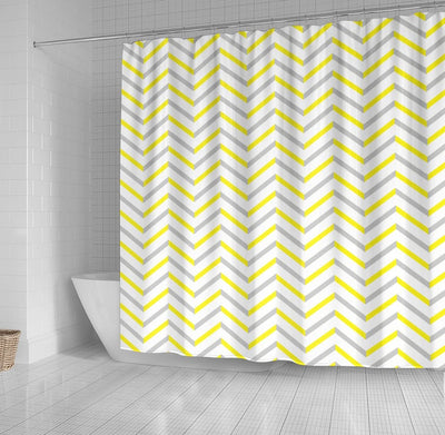 BigProStore Shower Curtain Decor Gray Yellow Chevron Shower Curtain Bathroom Decor Herringbone Shower Curtain / Small (165x180cm | 65x72in) Herringbone Shower Curtain