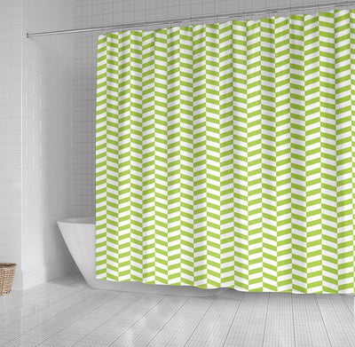 BigProStore Herringbone Shower Curtain Decor Green Herringbone Shower Curtain Small Bathroom Decor Ideas Herringbone Shower Curtain / Small (165x180cm | 65x72in) Herringbone Shower Curtain