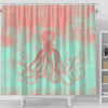 BigProStore Kraken Shower Curtains Grunge Octopus In Coral And Mint Shower Curtain Bathroom Sets Shower Curtain / Small (165x180cm | 65x72in) Shower Curtain
