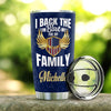 BigProStore Personalized Cop Coffee Tumbler Police I Back The Blue For My Family Custom Printed Tumbler Double Wall Cup 20 Oz 20 oz Personalized Police Tumbler Cup