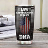 BigProStore Personalized Law Enforcement Stainless Steel Tumbler Police Law Enforcement Is In My Dna Custom Iced Coffee Tumbler Double Wall Cup With Lid 20 Oz 20 oz Personalized Police Tumbler Cup