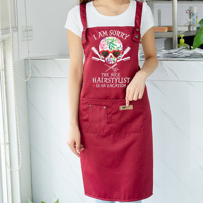 BigProStore Hairdresser Apron I'm Sorry The Nice Hairstyist Is On Vacation Personalized Hair stylist Apron With Pockets BPS3450 Red Apron