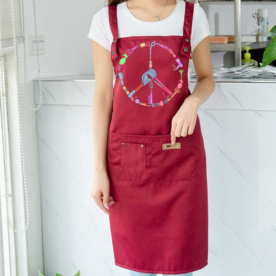 BigProStore Hairstylist Apron Hairstylist Peace Symbol Personalized Hairdresser Barber Apron BPS1181 Red Apron