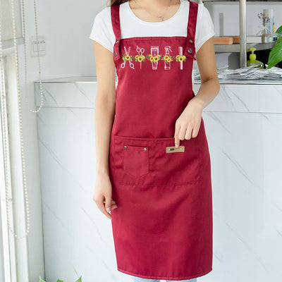 BigProStore Hairstylist Apron Hairstylist Tools And Sunflowers Custom Salon Apron BPS8402 Red Apron