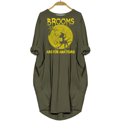 Hairstylist Brooms Are For Amateurs Halloween Women Pocket Dress