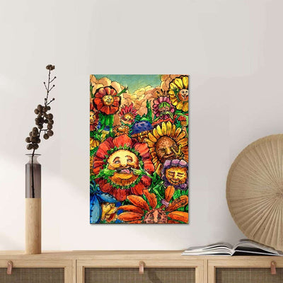 BigProStore Sunflower Motivational Canvas Happy Sunflowers Wall Art And Decor Canvas / 16" x 24" Canvas