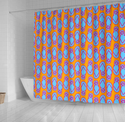 BigProStore Hawaii Bathroom Curtain Hawaiian Flip Flops In Blue Orange Shower Curtain Small Bathroom Decor Ideas Hawaii Shower Curtain
