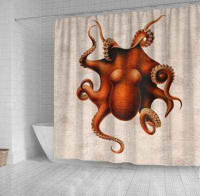 BigProStore Kraken Bathroom Curtain Here There Be Monsters Shower Curtain Fantasy Fabric Bath Bathroom Kraken Shower Curtain
