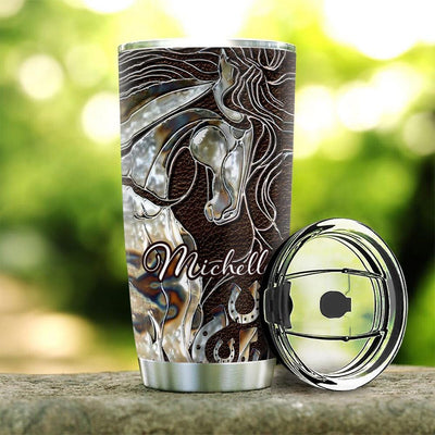 BigProStore Personalized Horse Stainless Steel Tumbler Horse Metal Custom Coffee Tumbler Gift Ideas For Horse Lovers 20 oz Horse Tumbler