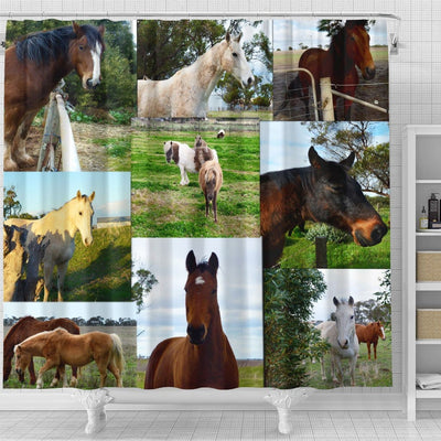BigProStore Horse Shower Curtain Wonderful Horses Photo Collage Bathroom Shower Curtain Bathroom Decor Sets Horse Shower Curtain