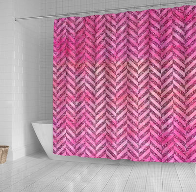 BigProStore Bathroom Curtain Hot Pink Glitter Herringbone Shower Curtain Bathroom Accessories Herringbone Shower Curtain / Small (165x180cm | 65x72in) Herringbone Shower Curtain
