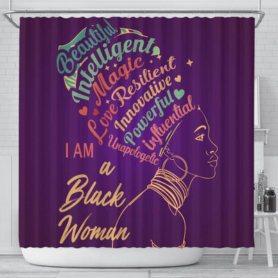 BigProStore Purple I Am A Black Woman Shower Curtain Afro Girl Bathroom Accessories Shower Curtain