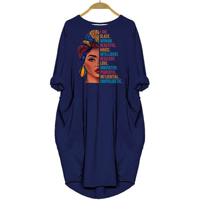 BigProStore Beautiful Magic Black Woman Shirt Summer Dress for Afro Girls Navy Blue / S (4-6 US)(8 UK) Women Dress