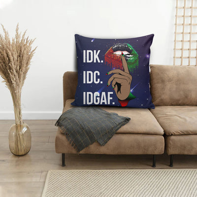 BigProStore African American Throw Pillows Idk Idc Idgaf Square Throw Pillow African Inspired Pillows 12" x 12" Throw Pillows