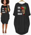 BigProStore African American Dresses Women Funny IDK IDC IDGAF Shirt Melanin Long Sleeve Pocket Dress Afrocentric Clothing for Her Black History Gift Ideas Black / S Women Dress