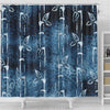 BigProStore Bamboo Decor Bathroom Sets Beautiful Indigo Katagami Bamboo Print Shower Curtain Ocean Bath Decor Shower Curtain / Small (165x180cm | 65x72in) Shower Curtain