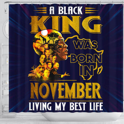 BigProStore Inspired A Black King Was Born In November African American Bathroom Shower Curtains Afrocentric Bathroom Decor BPS218 Shower Curtain