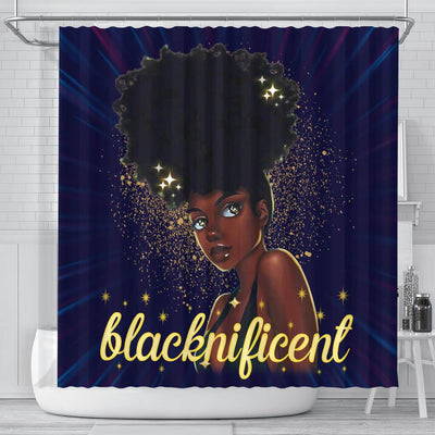 BigProStore Inspired Afro Girl Blacknificent Black History Shower Curtains African Bathroom Accessories BPS018 Small (165x180cm | 65x72in) Shower Curtain
