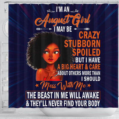 BigProStore Inspired August Girl I May Be Crazy Stubborn Spoiled Women Birthday Gift African American Print Shower Curtains Afrocentric Bathroom Accessories BPS017 Shower Curtain