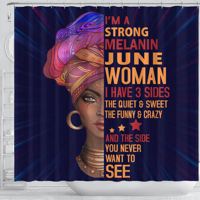 BigProStore Inspired I Am A Strong Melanin June Woman Afro Girl African American Art Shower Curtains Afrocentric Bathroom Decor BPS058 Shower Curtain