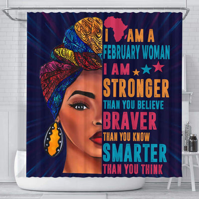 BigProStore Inspired I Am A Stronger Braver Smarter February Woman Melanin Women African American Art Shower Curtains African Style Designs BPS078 Small (165x180cm | 65x72in) Shower Curtain