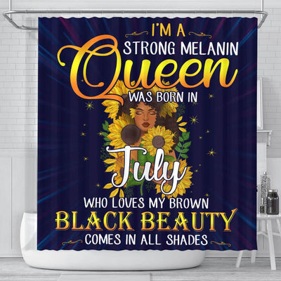 BigProStore Inspired I'm A Strong Melanin July Queen Sunflower African American Themed Shower Curtains African Style Designs BPS116 Small (165x180cm | 65x72in) Shower Curtain