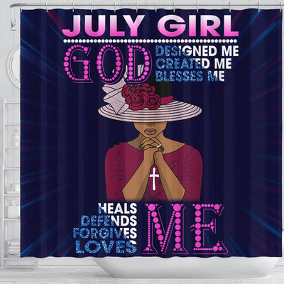 BigProStore Inspired July Girl God Designed Created Blesses Heals Defends Me African American Shower Curtain Afrocentric Bathroom Accessories BPS155 Shower Curtain