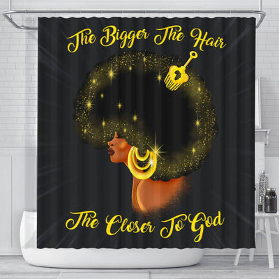 BigProStore Inspired Natural Afro Girl Hair The Bigger The Hair The Closer To God African American Print Shower Curtains African Bathroom Accessories BPS177 Small (165x180cm | 65x72in) Shower Curtain