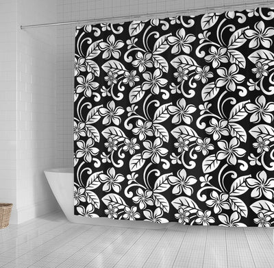 BigProStore Hawaii Shower Curtain Decor Island Plumeria Black Shower Curtain Bathroom Decor Hawaii Shower Curtain