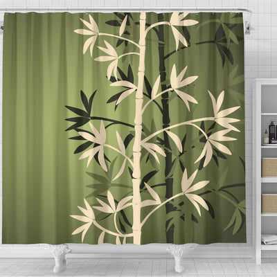 BigProStore Bamboo Bathroom Sets Fantastic Ivory Bamboo Green Shower Curtain Small Bathroom Decor Ideas Shower Curtain / Small (165x180cm | 65x72in) Shower Curtain