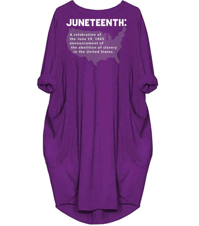 BigProStore Melanin Dresses Juneteenth Celebrates Freedom Black African American History Cute Afro American Girl Long Sleeve Pocket Dress African Dresses Styles Purple / S (4-6 US)(8 UK) Women Dress