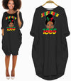 BigProStore Nice African Dresses Juneteenth Celebrating 1865 Cute Black Girls Kids Cute Melanin Girl Long Sleeve Pocket Dress Afrocentric Dress Styles Black / S (4-6 US)(8 UK) Women Dress