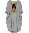 BigProStore Nice African Dresses Juneteenth Celebrating 1865 Cute Black Girls Kids Cute Melanin Girl Long Sleeve Pocket Dress Afrocentric Dress Styles Gray / S (4-6 US)(8 UK) Women Dress