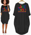 BigProStore African American Dresses Juneteenth Celebration Free-Ish Since 1865 Pretty Black American Girl Long Sleeve Pocket Dress African Dresses For Girls Black / S (4-6 US)(8 UK) Women Dress