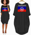 BigProStore African Fashion Dresses Juneteenth Flag Emancipation Of The Slaves Cute Girl With Afro Long Sleeve Pocket Dress African Print Dresses Styles Black / S (4-6 US)(8 UK) Women Dress